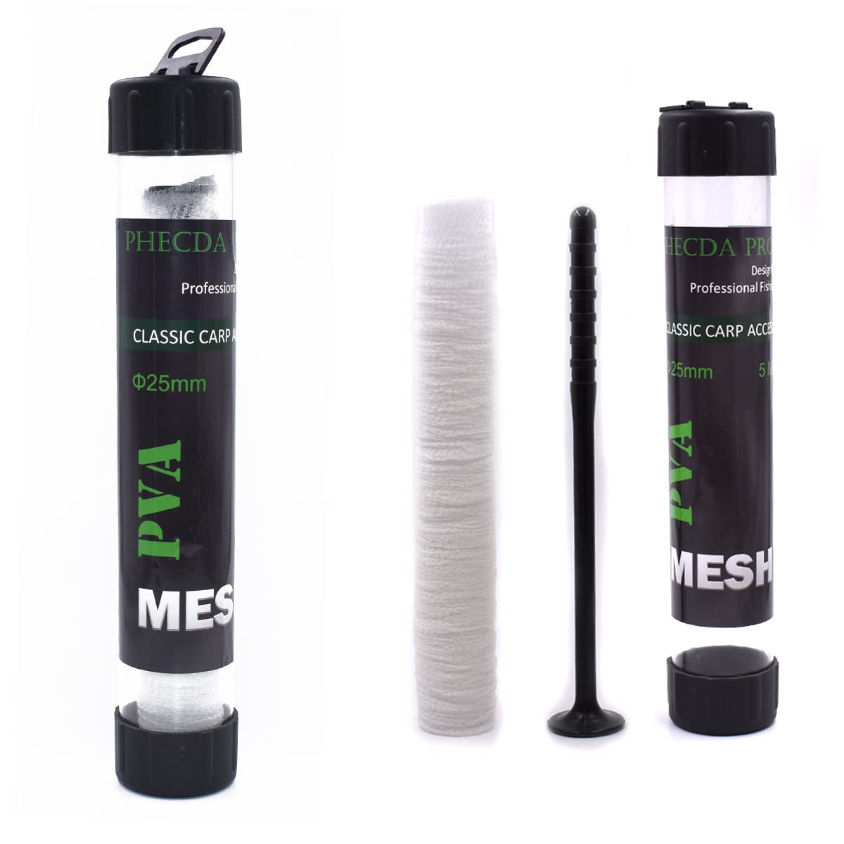 5M PVA Mesh Set Carp Fishing Mesh with Funnel and Plunger for Boilie Bait Rig Wide 25/37/44mm