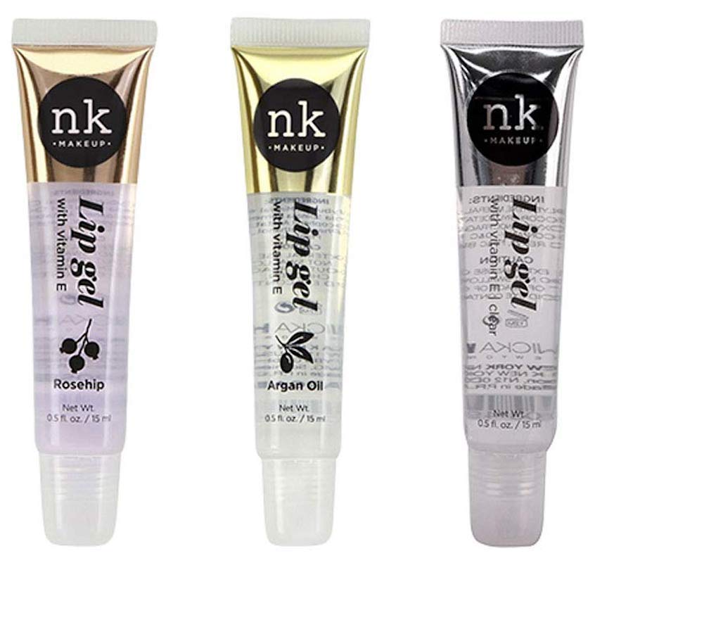 (3 Pack) NICKA K Clear Lip Gel with Vitamin E (Argan Oil & Rosehip & Clear)