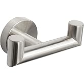 NearMoon Bathroom Double Towel Hook- SUS304 Stainless Steel Robe Towel Holder, Heavy Duty Double Coat Hook for Bathroom Livingroom Kitchen Wall Mounted (Brushed Nickel-U, 2 Pack)