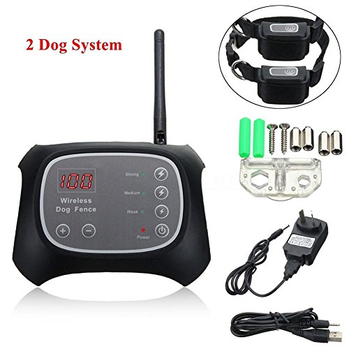 WXLAA Wireless Electric Pet Fence Containment 2 Dog System Waterproof Transmitter Collar