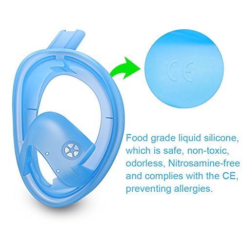 BFULL Newest Version Full Face Easy Breath Snorkel Mask 180° Panoramic Sea View Anti-fog Anti-leak Snorkeling Mask with Action Camera Mount and Soft Adjustable Head Straps For Kids and Adults - Thumbnail 4