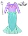 Little Girls Mermaid Costume Princess Dress Up for Birthday with Accessories(Crown+Wand) 3T 4T (110) Green