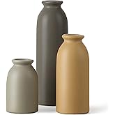 CWLWGO-Ceramic Matte Vase Set for Home Decor, Modern and Minimalist Decorative Flower Vases, Kitchen Living Room Table Centerpiece Decoration, Mantel Entryway Bookshelf Decor（Matte Multi）