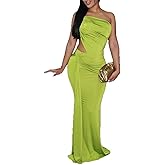 Women Sexy Maxi Halter Dresses Formal Sleeveless Bodycon Ruched Cutout Cocktail Party Evening Long Dress