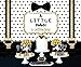 Funnytree 7X5ft Black and Gold Little Man Baby Shower Backdrop Boy Bow Tie Gentleman Party Background Mustache Polka Dots Photography Photo Booth Cake Table Banner
