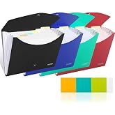 4 Pack 7 Pockets Accordion File Organizer, TRANBO Letter Size/A4 Expanding File Folder with Index Tabs, Expandable Plastic Document Organizer for Business Travel School Office Home