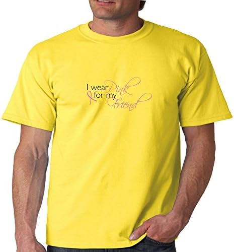 Juiceclouds Breast Cancer T Shirt I Wear Pink for My Friend Mens Tee S-5XL (Yellow, M)