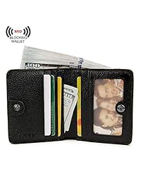 Billetera pequeña con bolsillo para monedas plegable con bloqueador de señal RFID de cuero para mujer, marca BIG SALE-S-ZONE