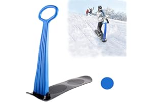 Femont Ski Scooter Snow Sled Board for Outdoor Sports, Cold-Resistant Snowboard Snow Sleigh Kick-Scooter with Strength Handle for Using on Snow,Grass,Sand Downhill Sliding,Winter Toys