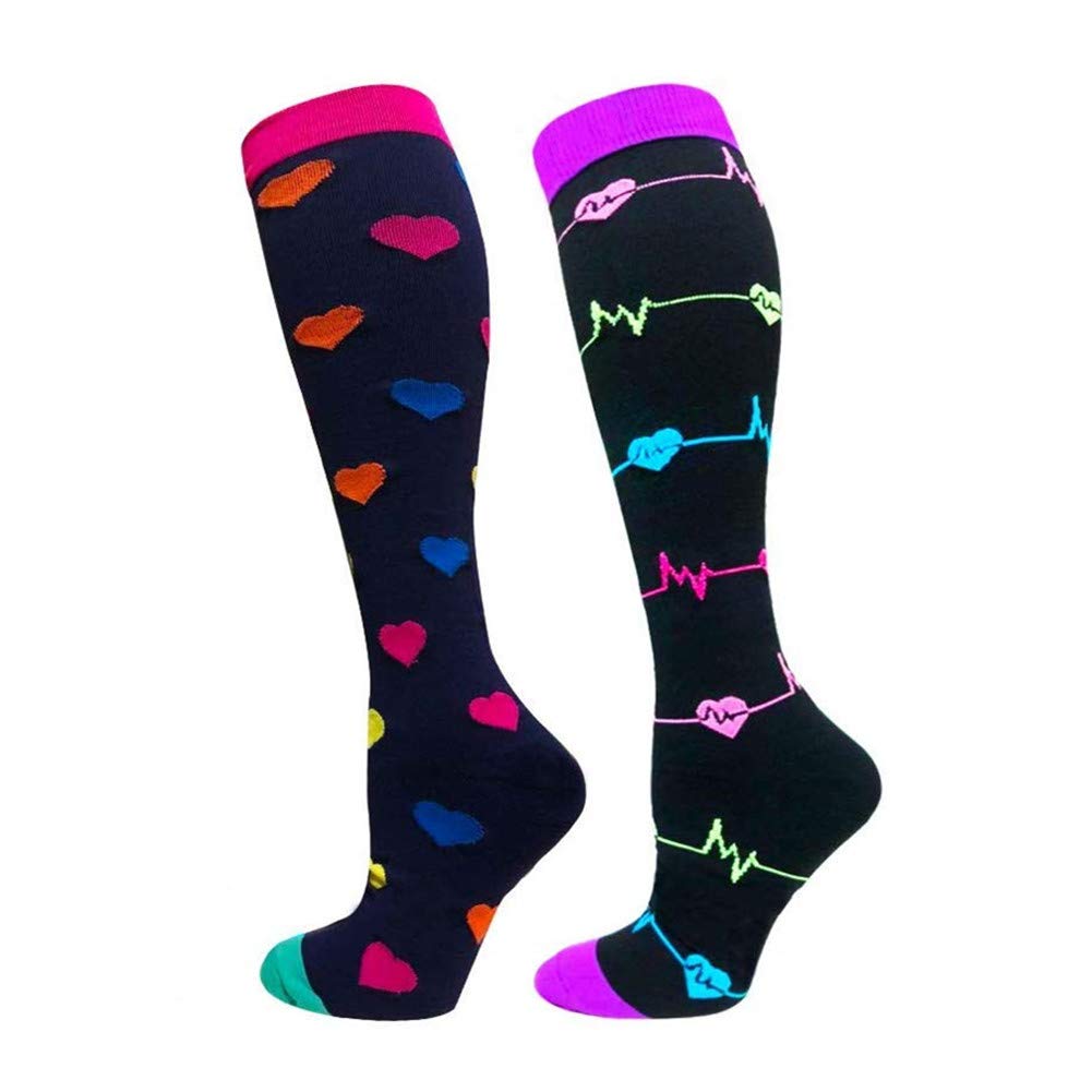 Cheeroyal 2-Pairs Compression Socks 20-30mmHg for Men Women Recovery Nurse Running Maternity Pregnancy Flight Travel Medical Sport S/M