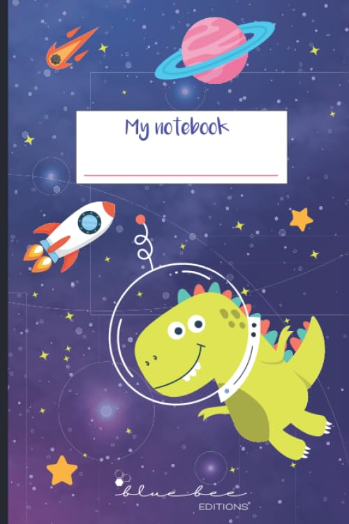 My notebook: Writing Practice Notebook: Cuaderno A5 con pauta montessori / Montessori-style lined notebook - Dino Space (Cuaderno pauta Montessori)