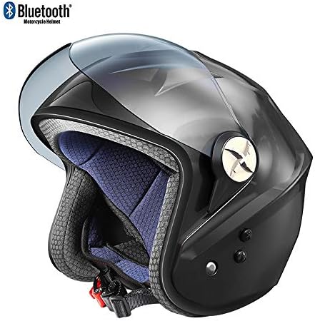 ブルートゥースオープンフェイスオートバイヘルメットジェットソーラーエネルギーハーフバイクヘルメットバイザークラッシュモペットスクーターヘルメットクルーザーユニセックスdot Ece承認 贈り物