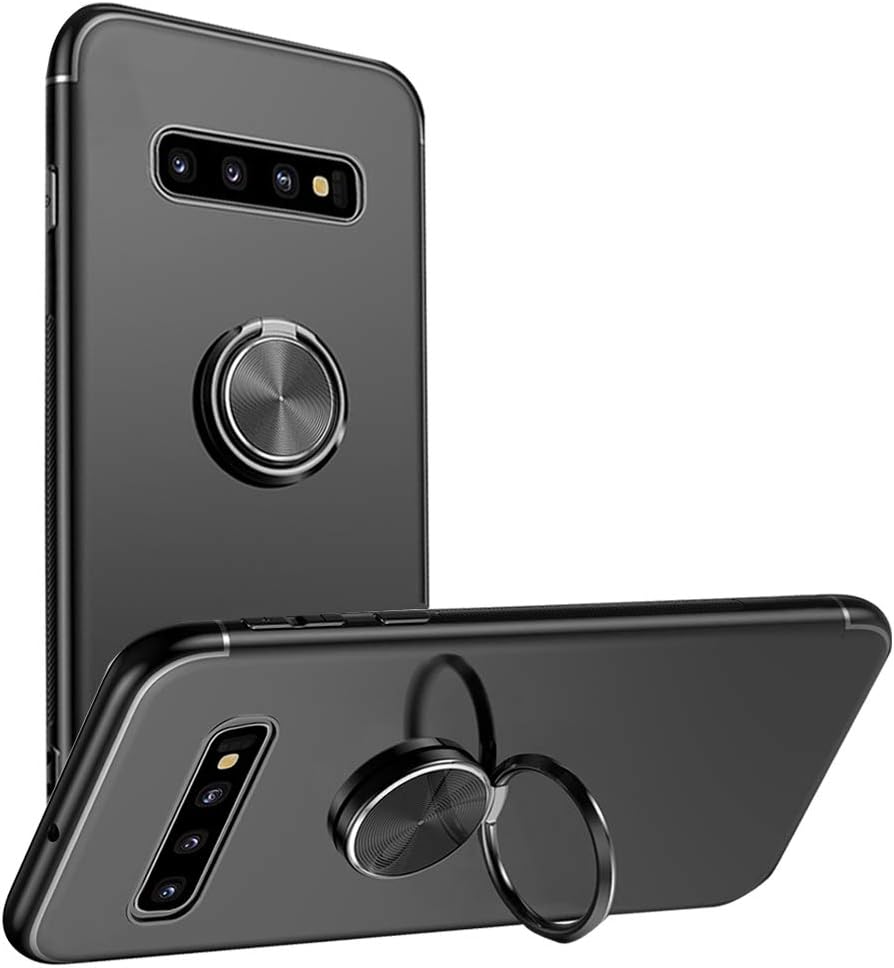 Umhlaba Glaxay S10 Case Compatible with Samsung Galaxy S 10 Phone Cover Luxury Ring Holder 360 Rotation Magnetic Slim Back Shell Protective Samsun Galxy 10s Gs10 Bumper Skin 6.1 Inch (Black)