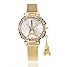 Han Shi Watches, Women Fashion Casual Business Eiffel Tower Quartz Wristwatch Round Clock (L, Gold)