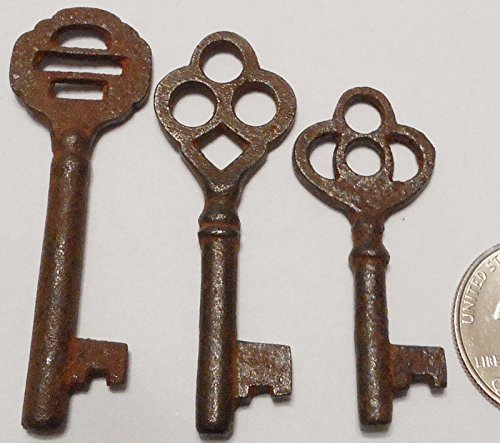 Antique Vintage REPRODUCTION Old Skeleton Keys SteamPunk Jewelry {Lot of 3} 1-78 to 2-38 Inches