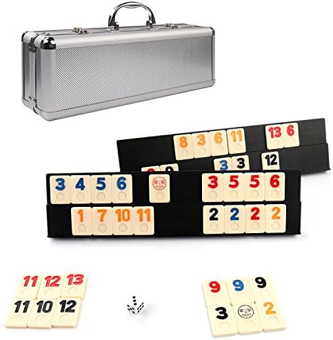 Travel Game, KAILE 106 Tiles Outlasting Color with Aluminum Case &amp; 4 Anti-skid Durable Trays for Kids