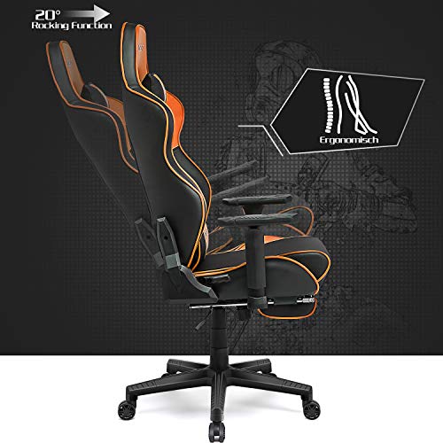 Kirogi-Silla-Gaming-Silla-Gamers-con-reposapies-Silla-ergonomica-de-Ordenador-Silla-reclinable-de-Adultos-para-Juegos-de-PC-Silla-de-Oficina-Grande-con-Cuero-de-Fibra-de-CarbonoNaranja