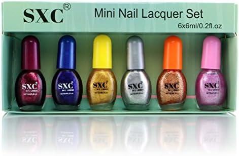 SXC Cosmetic 6 Mini Nail Lacquer, Metallic Collection Nail Polish, Professional Quality &amp; Quick Dry, 6ml/0.2oz Each, Perfect Gift For Holiday