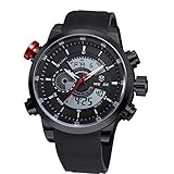 WEIDE Multi-functional Waterproof Men's Boys LED Digital Analog Dual Time Display Sports Wrist Watch (Black).