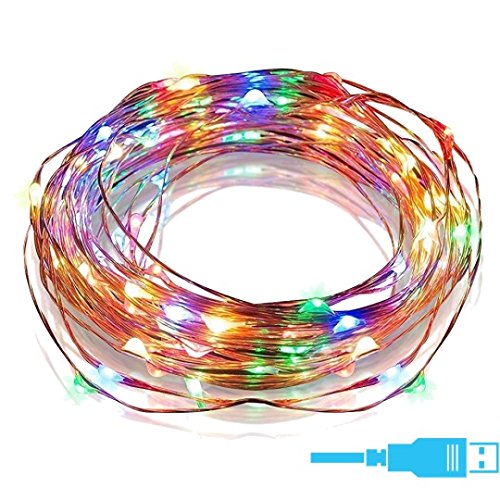 Quace Copper String Led Light 10M 100 LED USB Operated Wire Decorative Fairy Lights Diwali Christmas Festival - Multi Color