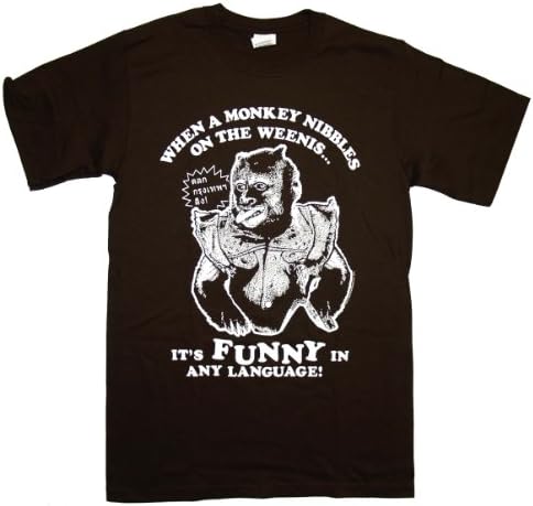 The Hangover II Monkey Nibbles on The Weenis Funny Brown Adult T-Shirt Tee