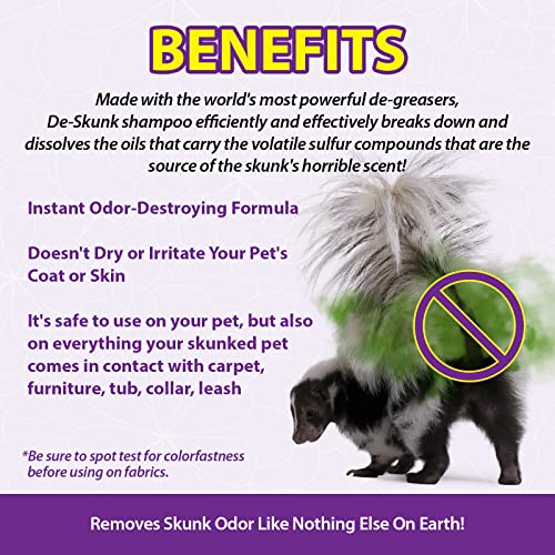 DeSkunk Odor Destroying Shampoo for Dogs, 32 oz. Formulated with