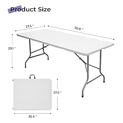 Byliable Folding Table 6ft Portable Heavy Duty