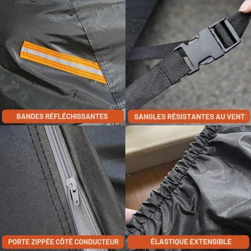 Kayme Waterproof Breathable 7-Layer Car Cover Outdoor Rain Sun Dust Cover with Zip and Cotton Lining for Sedan/Estate 470 to 490 cm, 3XL