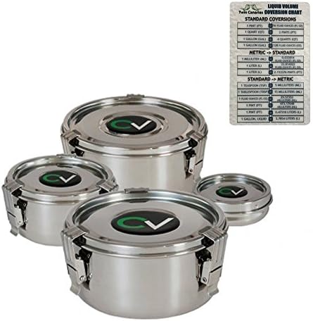 CVault Humidity Curing Storage Containers Bundle: X-Small, Small, Medium, Large + Twin Canaries Chart