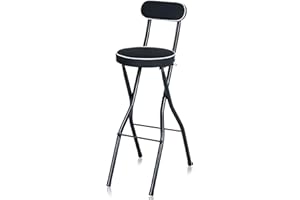 Thyle 1 Pcs 29.5 Inch Folding Bar Stool with Backrest Tall Foldable Stool Chair with Cushioned Padded Portable Collapsible Counter Height Chair for Kitchen Island Shop Cafe Dining Room