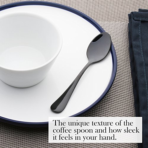 Demitasse Espresso Coffee Spoon Stainless Steel Black 6 Piece 5 Inch Mini Teaspoon Mocca Spoons Set Dishwasher Safe