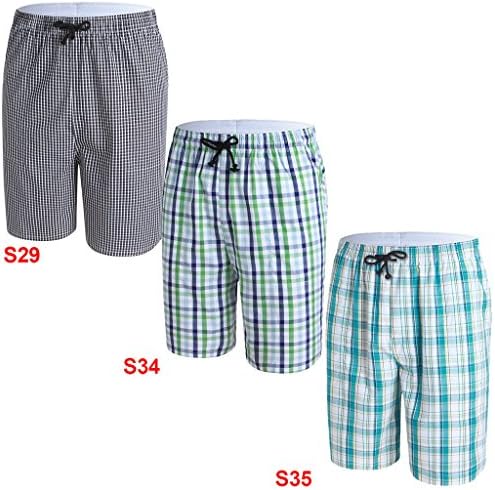 Honei Men's 3 Pack Combed Cotton Woven Long Leg Boxer Shorts Pattern 8 Size S