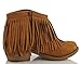 Soda Women's Jervis Faux Suede Double Fringe Moccasin Ankle Boots, British Tan, 5.5 M US