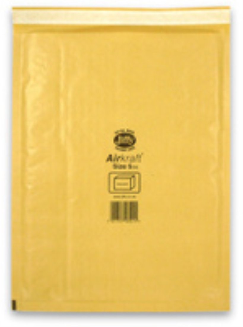 Jiffy Airkraft Lightweight Postal Bag for Books Box of 50 - Size 5, Gold, 260 x 345mm