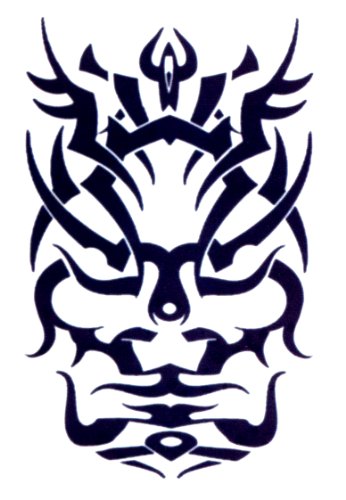 Large Stylized Tribal Face Design Temporary Tattoos / Set of 3