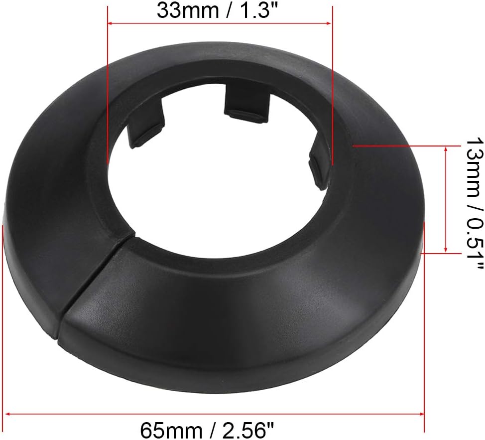 sourcing map 33mm Pipe Cover Decoration PP Plastic Water Pipe Escutcheon Black 6pcs, 33 mm - Image 4