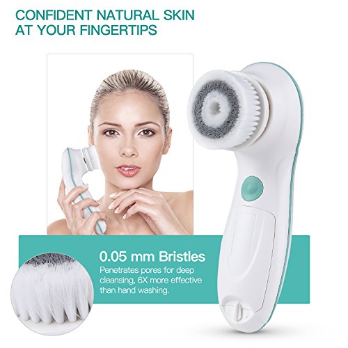 GUGULE Waterproof Facial Cleansing Brush, Face and Body Brush, Cleansing System Spin Brush Set with 3 Exfoliating Brush Heads for Gentle Exfoliation and Deep Scrubbing Massaging Removing Blackhead - Thumbnail 3