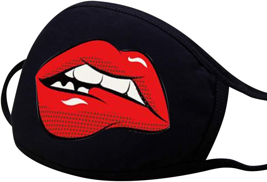 PYL Lips Letter Print Mouth Cover Face Cover Protecive Gear Fashion Pattern Accesory for Unisex Adult,3/6/10 PCS/Pack