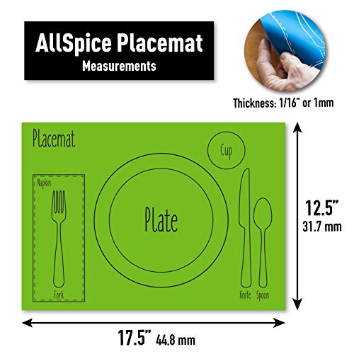 AllSpice Kids Table Setting Placemats 2Pack Montessori Style, Silicone (Green) Pricepulse