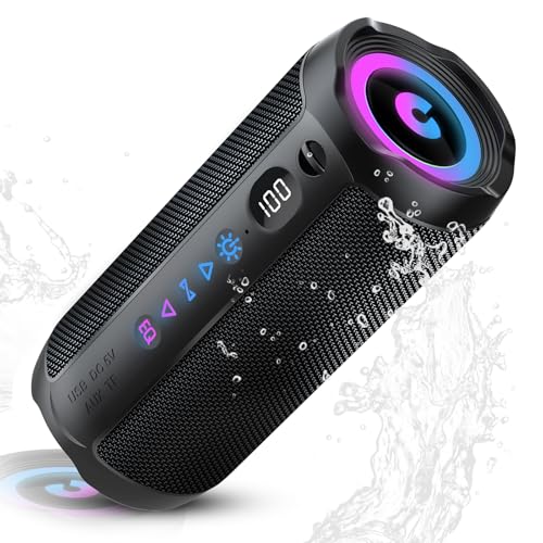 Portable Bluetooth Speaker 25W, Powerful Bluetooth Speaker, Dual Bass Speakers, 25H Playback, IPX7, RGB, TWS Pairing, AUX, TF, USB, Ideal for Outdoor Activities, Parties, Travel.