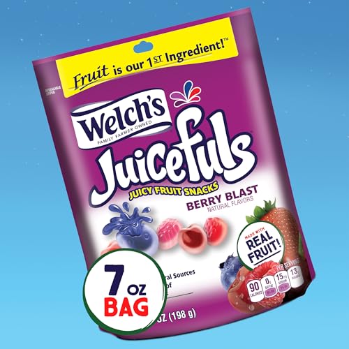 WELCH’S JUICEFULS JUICY FRUIT SNACKS, BERRY BLAST, FRUIT GUSHERS, SHARING SIZE BAGS, 7 OZ (PACK OF 1)