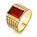 VNOX Stainless Steel Square Red Rhinestone Solitaire Ring for Men Wedding Band Engagement Size 10