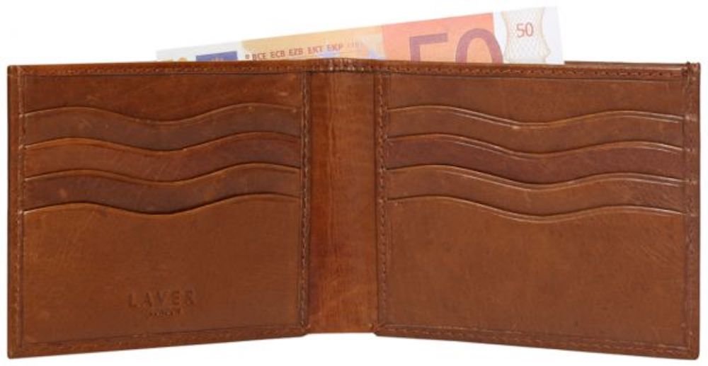 LAVERI Mens High Luxury Genuine Leather Bifold Design Wallet Credit Card Slots, Id Window and Coin Pocket in Gift Boxed # 1608CC