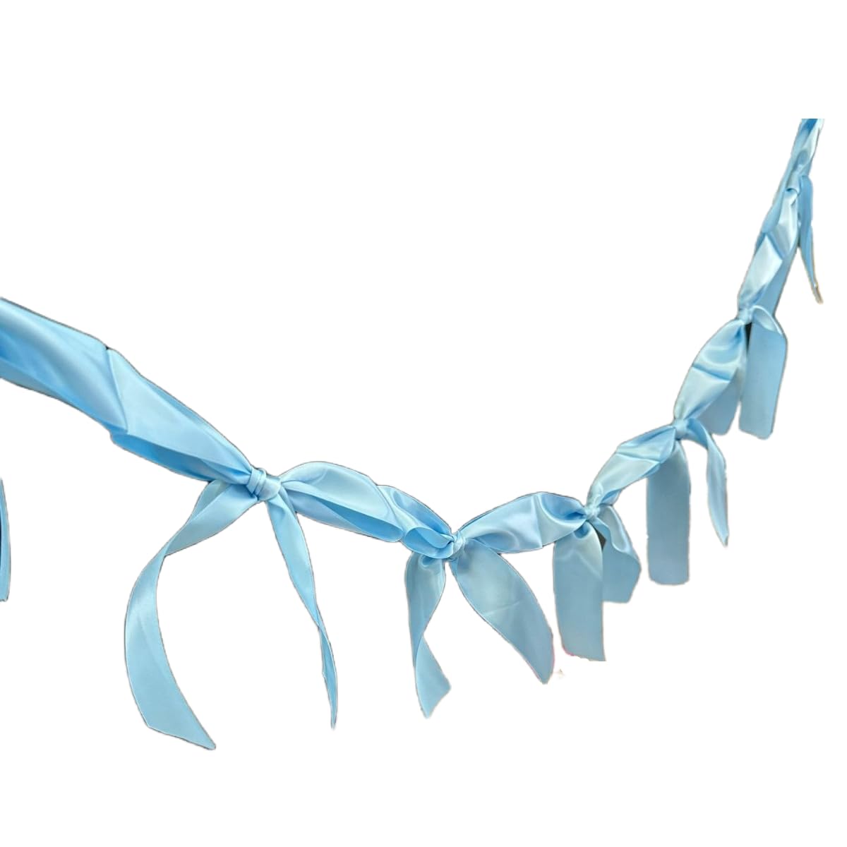 1 Pack 5.4 ft Bow Banner Bow Garland for Birthday Baby Shower Anniversary Wedding Party Decoration (blue)