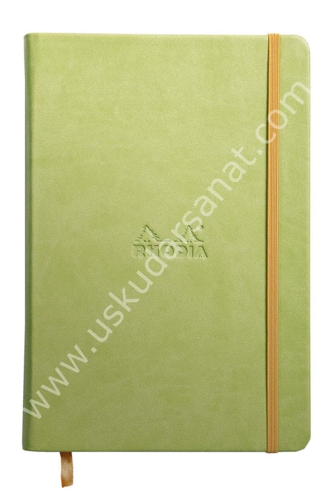 RHODIA 118746C - Anis Rigid Notebook - A5 - Lined - 192 pages - Ivory Clairefontaine Paper 90 g/m - Bookmark, Elastic Closure - Faux Leather Cover - Rhodiarama Collection