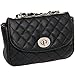 Womens Quilted Crossbody Bag by Silverhooks - Pattern Shoulder Mini Handbag (Black)
