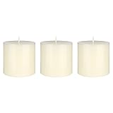 Mega Candles 3 pcs Unscented Ivory Round Pillar