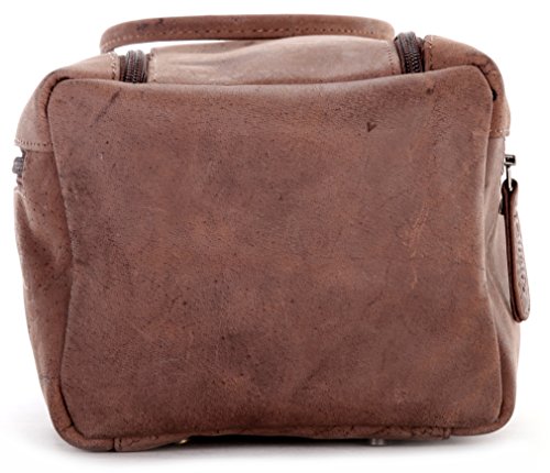 LEABAGS Palm Bay genuine buffalo leather toiletry bag in vintage style - Brown