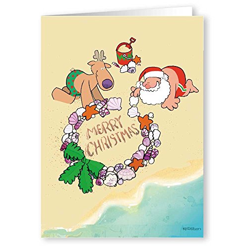 Beach Christmas Cards Merry Christmas Beach Wreath Boxed Card 18