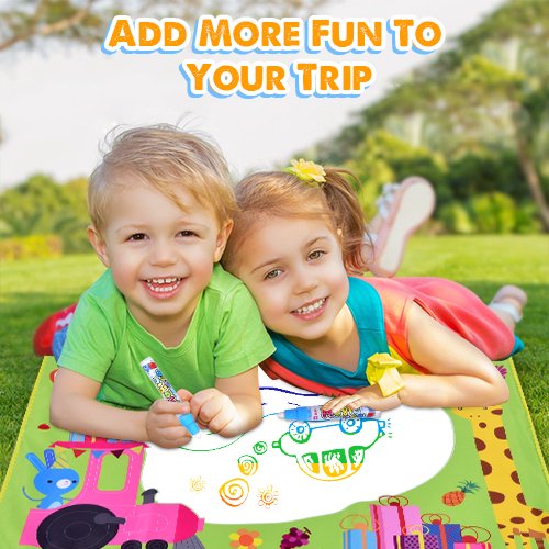 image for Amarey Doodle Drawing Mat - Rainbow Color Magic Water Painting Mat Wit